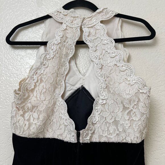 Vtg 90s Scott McClintock Halter Lace Bodice Velvet Bustle Formal Dress 14 READ - Picture 4 of 14